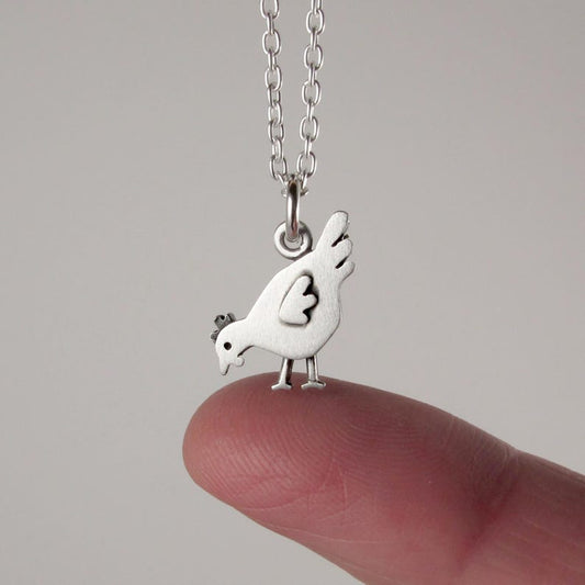 Tiny chicken pendant & necklace