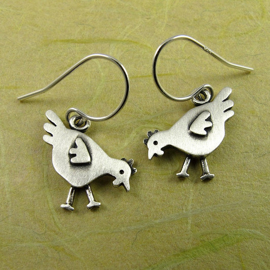 Tiny chicken earrings